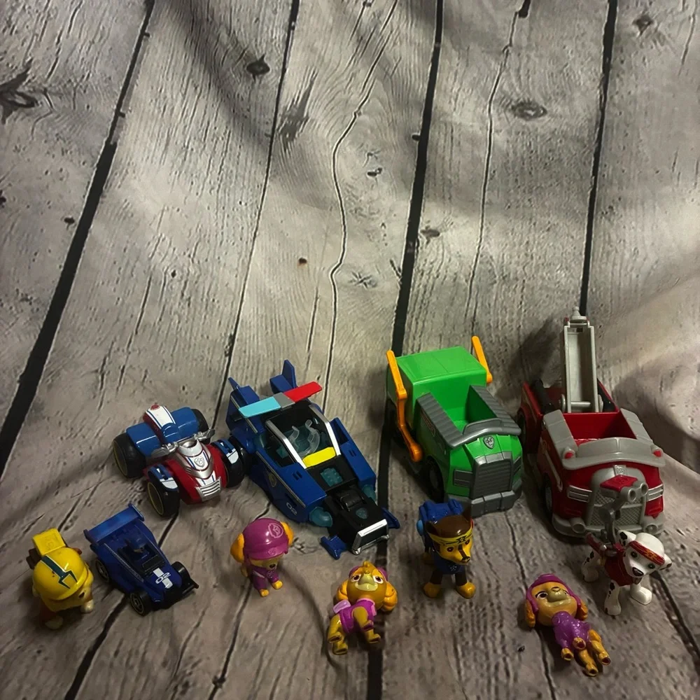 Paw Patrol Toy Figures Vehicles Lot Collection Kids Cartoon 11 Piece Set AS IS